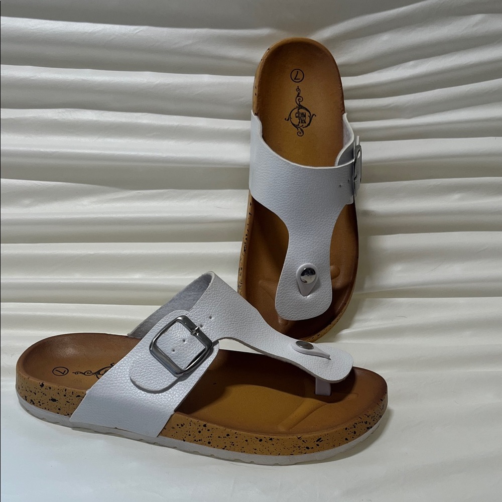 White Slide Sandals
